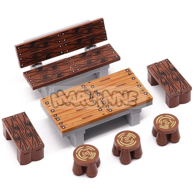 MARUMINE MOC كتل كرسي خشبي مجموعة بناء الطوب الخشب جزء 4769 98138 متوافق لتقوم بها بنفسك البناء مدينة مزرعة الغابة الغابة