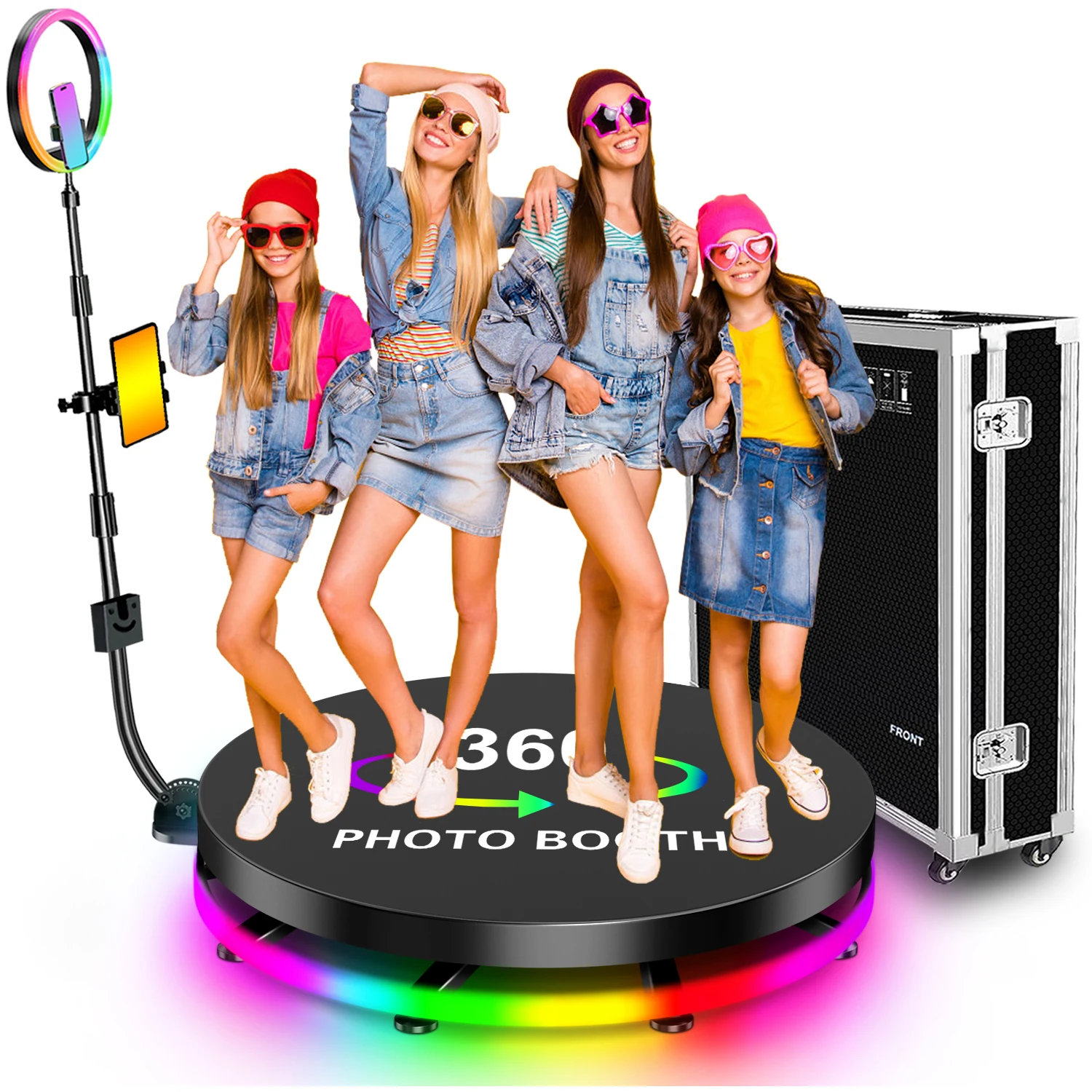 

32inch 360 Photo Booth Machine For parties. with Flight Case For 1-5 People