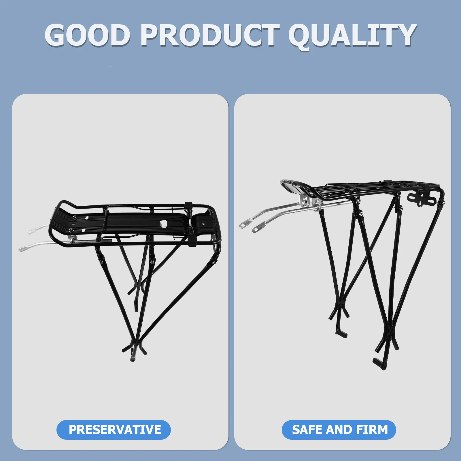 Portaequipajes trasero de aleación de aluminio negro para bicicleta de montaña, portaequipajes duradero, soporte de almacenamiento para asiento trasero, 1 ud.