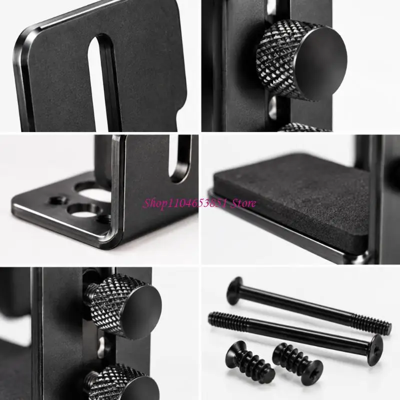 Positionable GPU Support Mount with Sliding Cushioned Card Rest and Two Knurled Knobs for a Desktop Computer Case 