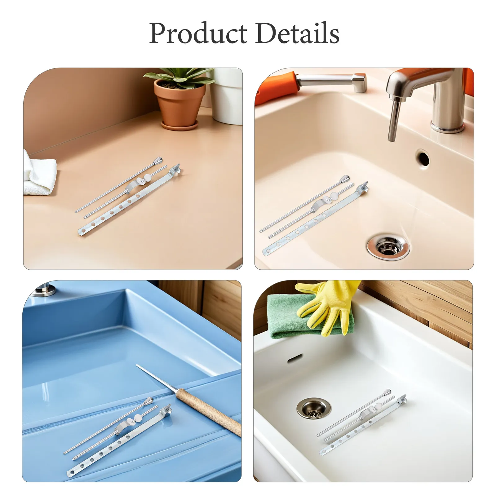 2Sets Bathroom Sink Drain Lift Rods Replacement Pivot Rod Assembly Pop Up Drain Stopper Lever Kit Sink Repair Parts Home Hotels view 3
