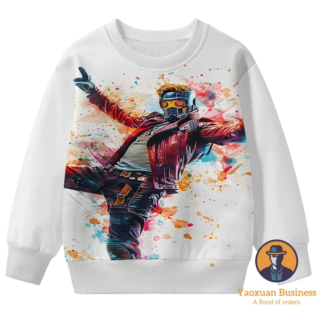 

Новое поступление 2025 года, Мстители Стражи Галактики, детский свитшот с круглым вырезом с 3D принтом для мальчиков и девочек, теплый ветрозащитный