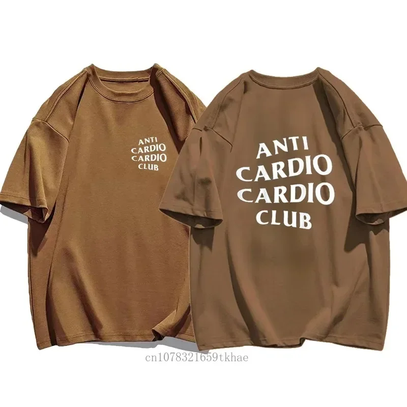 Men Clothes Plus Size Anti Cardio Club Cotton T-shirt Gym Life Letter Print T-Shirt  for Women Oversize Summer High Quality