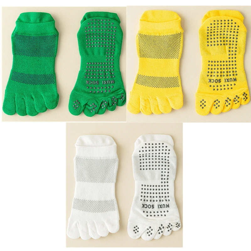Men's 3 Pairs Non-slip Five Finger Grip Socks