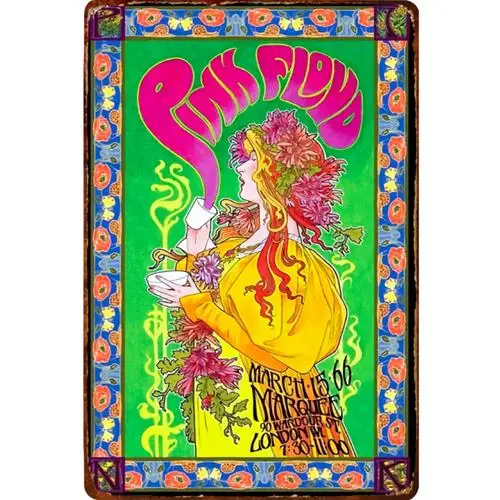Vintage-Konzert-Metallschild 1966 London; Psychedelic Rock