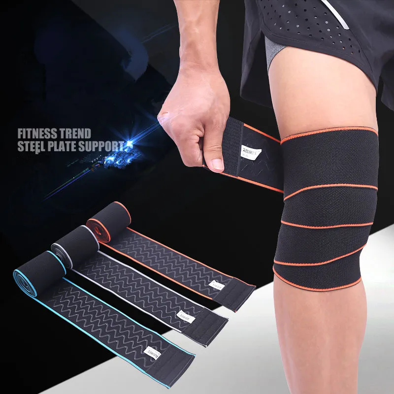 1PCS Pressurized Straps Gym Weight Lifting Knee Brace Training Wraps Elastic Bandages Running Basketball Anti Sprain Knee Pads