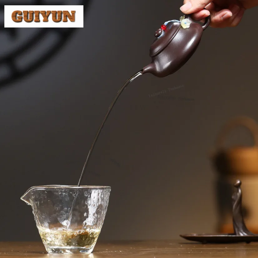 90ml Classic Yixing Purple Clay Teapots Master Handmade Ming Furnace Pot Raw Ore Purple Mud Kettle With Strainer Zisha Tea Set