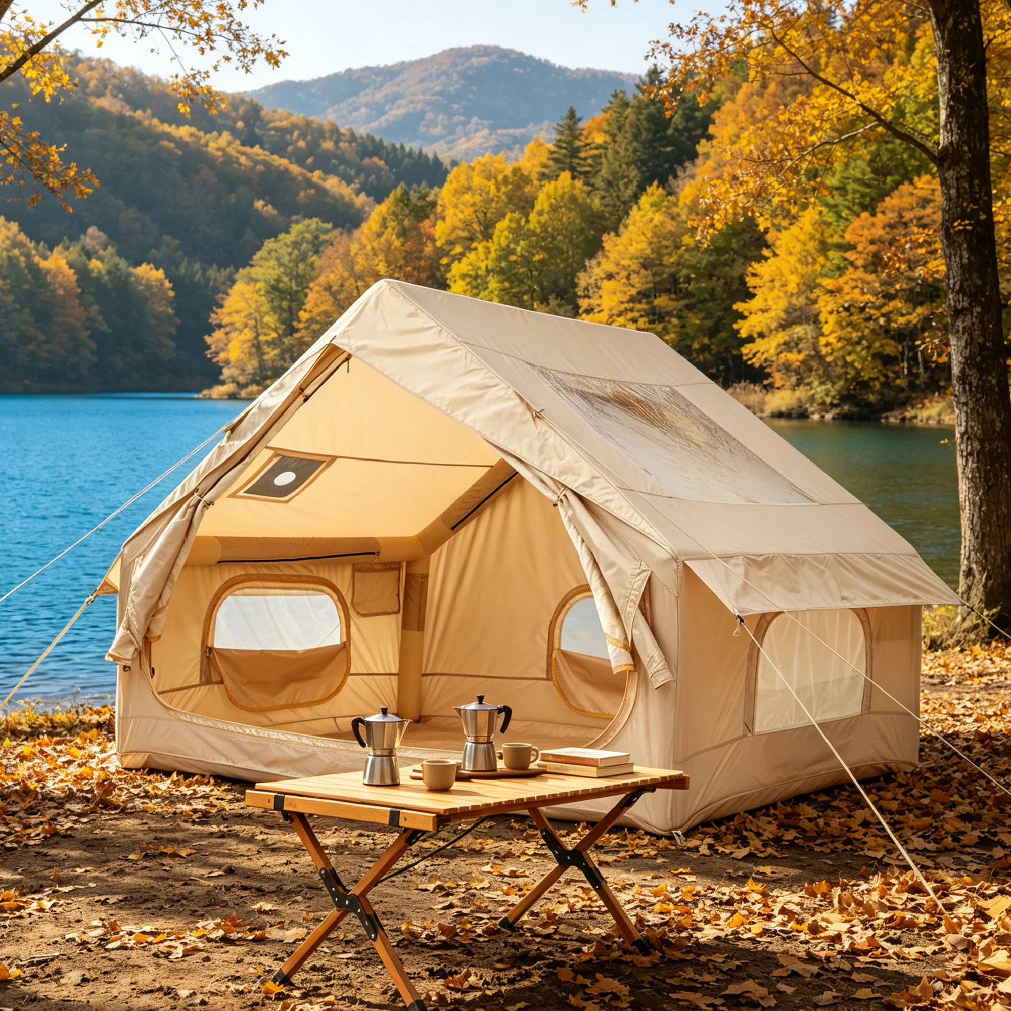 Inflatable Camping Tent Quick Setup Large Glamping Shelter Oxford Square Meters Outdoor Hiking Trekking Festival