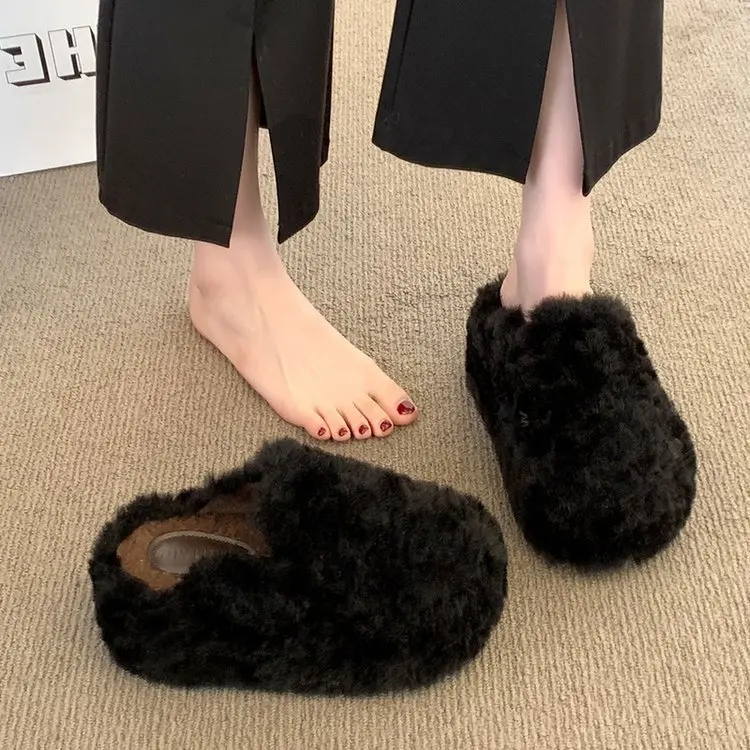 2025 الخريف الشتاء الرجعية أحذية قطنية مريحة المطاط أسفل صنادل سيدات 8 سنتيمتر الكعك سميكة وحيد أفخم عالية الكعب النعال