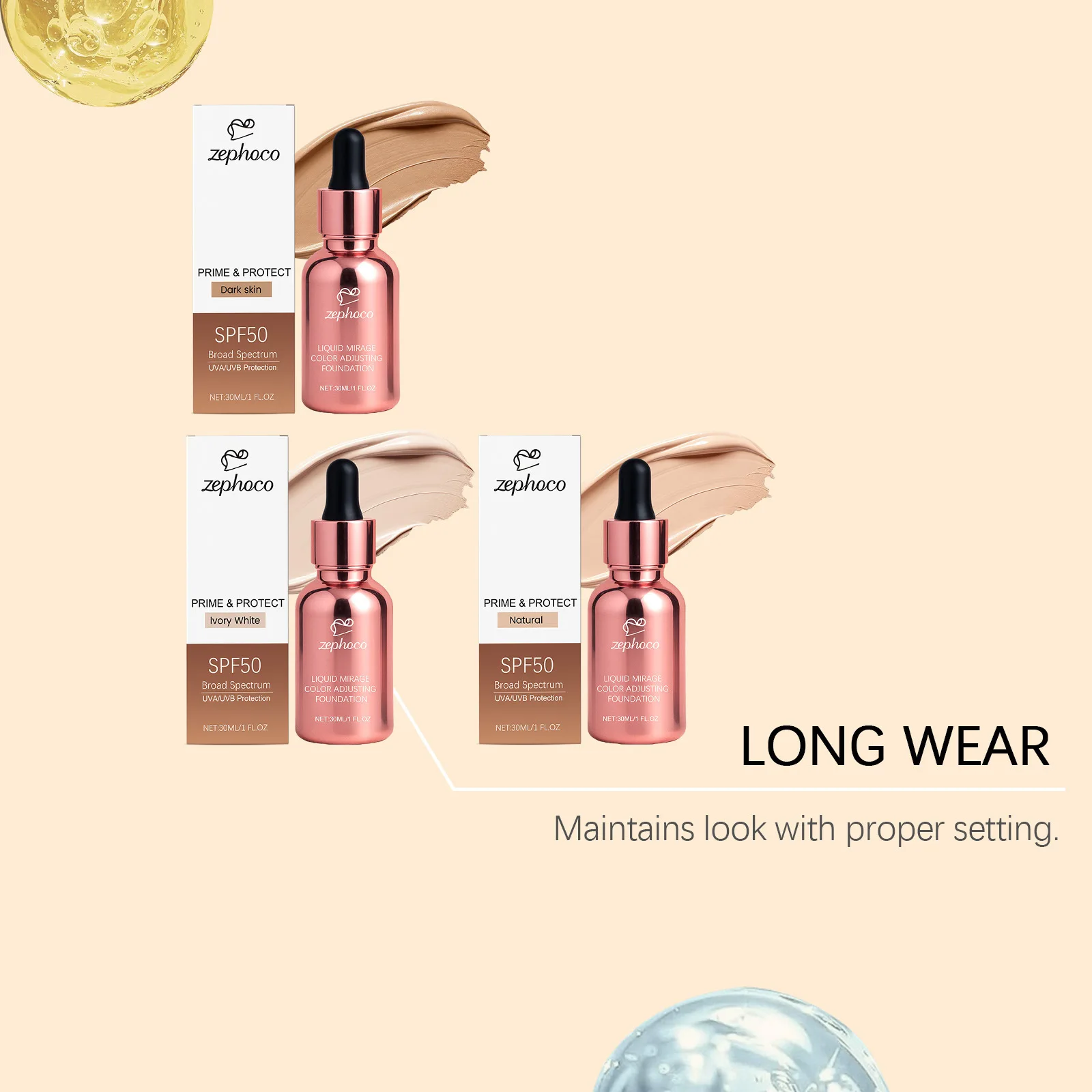 Vloeibare foundation make-up Lichtgewicht, natuurlijk dekking Blemishe Flaw Waterproof Oil-Control Concealer Kleurcorrigerende CC Cream