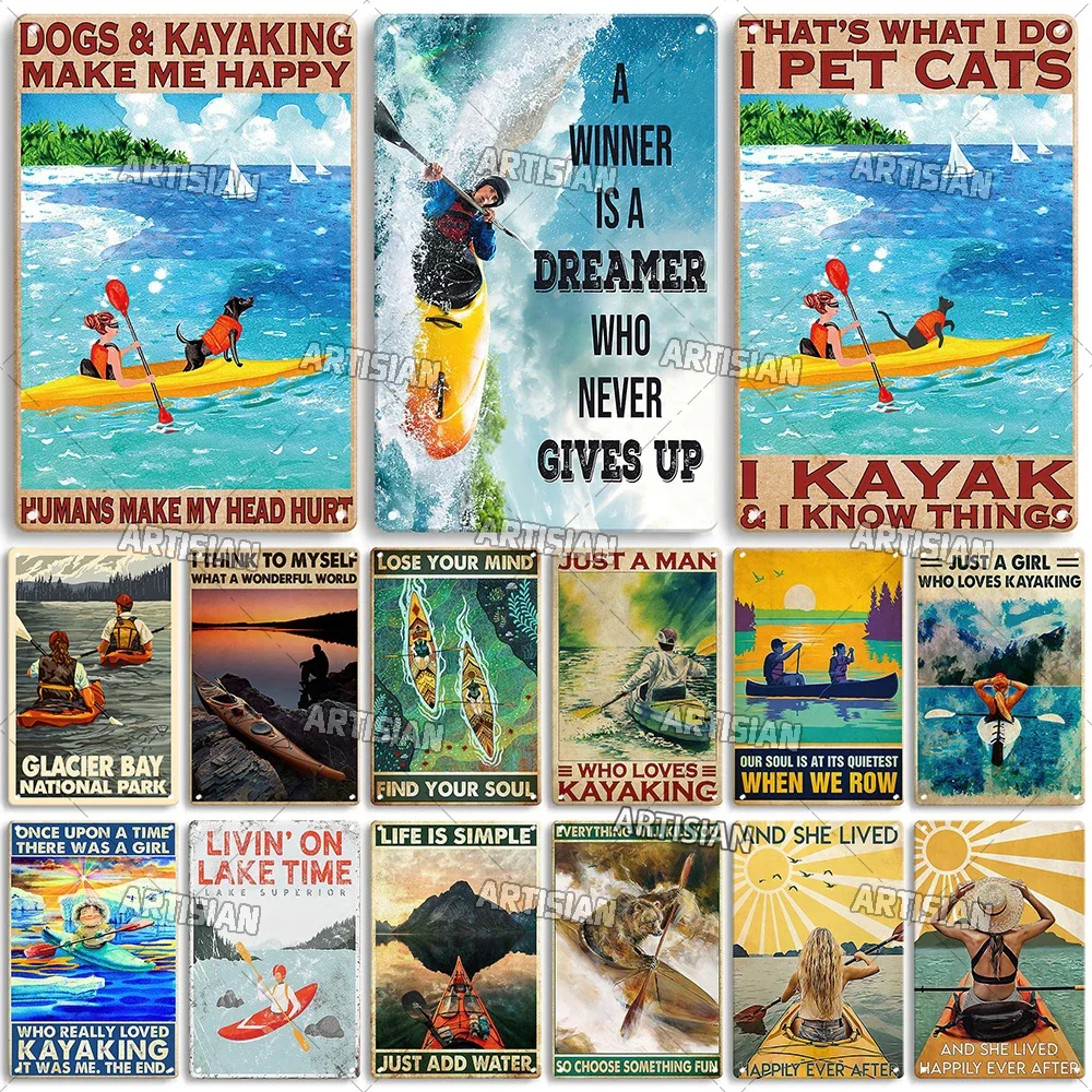

Artisian Kayaking Metal Sign Kayak Tin Poster SPORT Decorative Plate Wall Decor Garage Bar Pub Club Hotel Cafe Kitchen Home