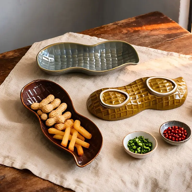 Japanese Retro Ceramic Cold Dish Platter Creative Irregular Design for Restaurant Sushi Appetizer Serving