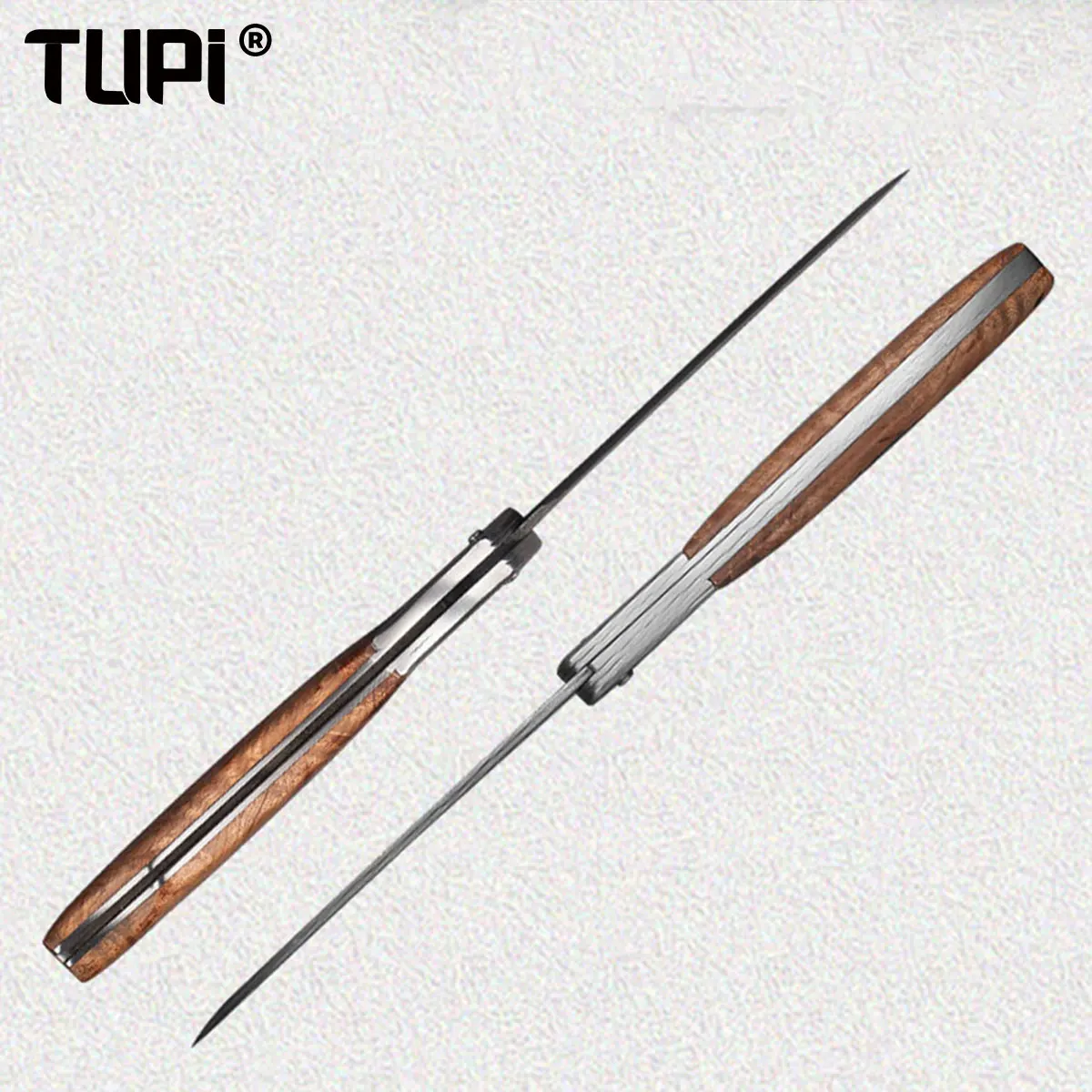 توبي - سكين دمشق الصلب القابل للطي المزورة، سكين جيب محمول متعدد الوظائف مع شفرة منحنية حادة، سكين جيب محمول #5