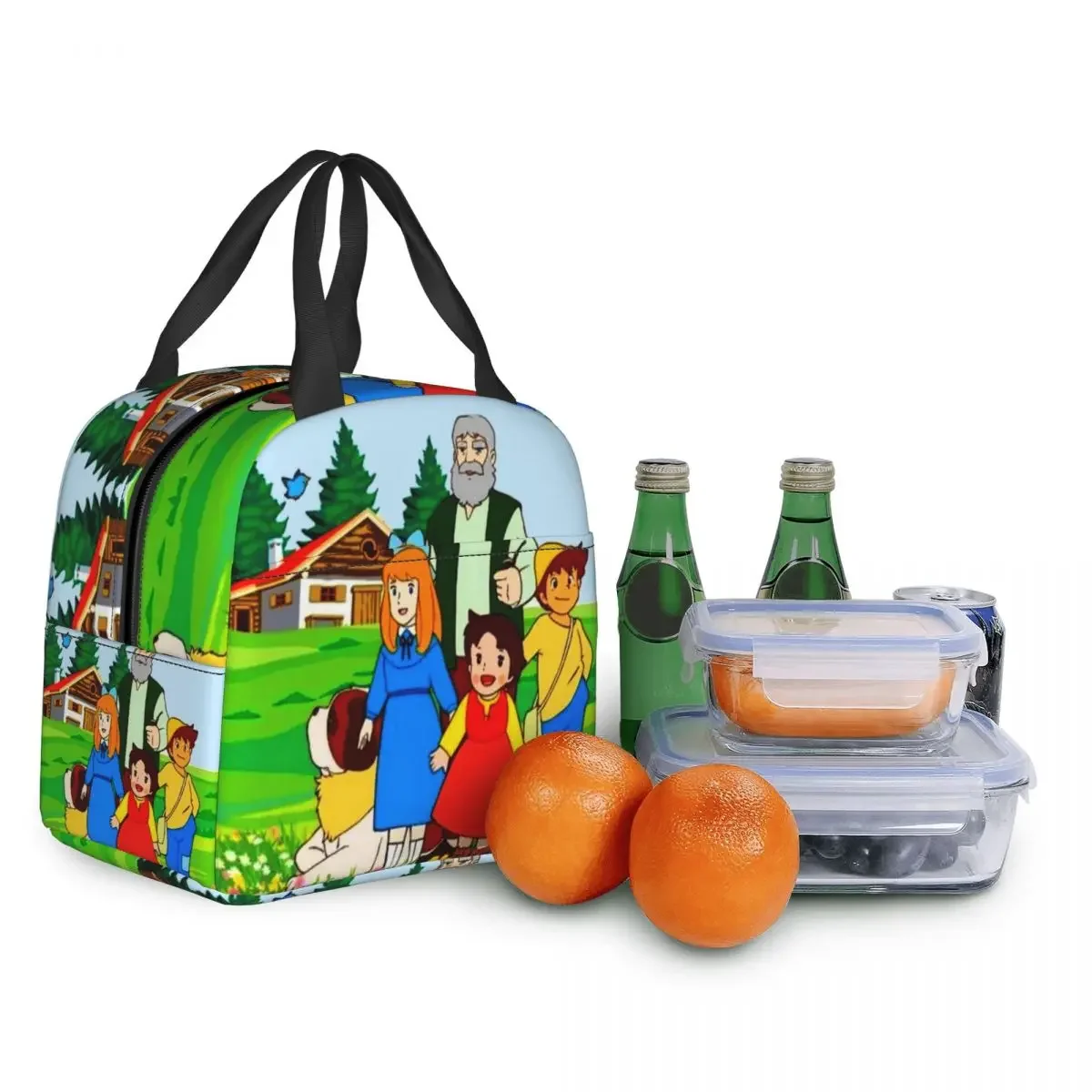 Alps Mountain Heidi Peter And Grandpa Lunch Bag Warm Cooler Thermal Insulated Lunch Box for Women Kids School Food Bags