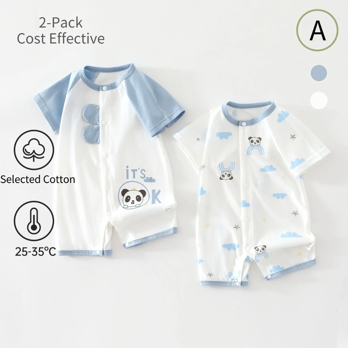 Special Offer 2-pack Baby Boy Girl Pure Cotton Breathable Onesie Newborns 0-18M Summer Lightweight Value Pack Romper Save More