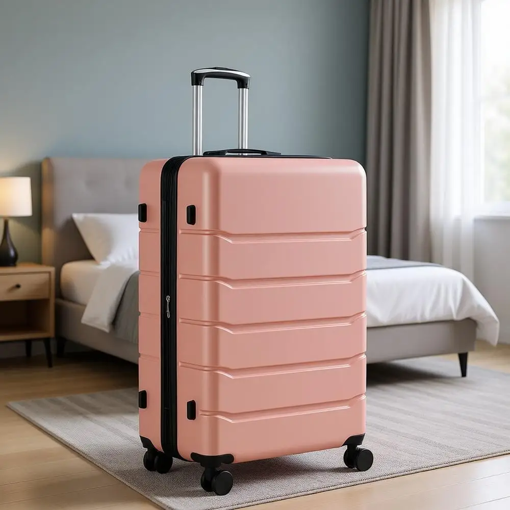 

Lightweight 20 Inch Expandable ABS Suitcase with TSA Lock, Double Spinner Wheels, Pale Pink