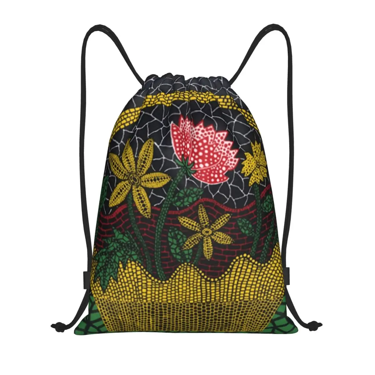 Custom Yayoi Kusama Drawstring Bag Men Women Lightweight Plants In The Basket Sports Gym Storage Backpack