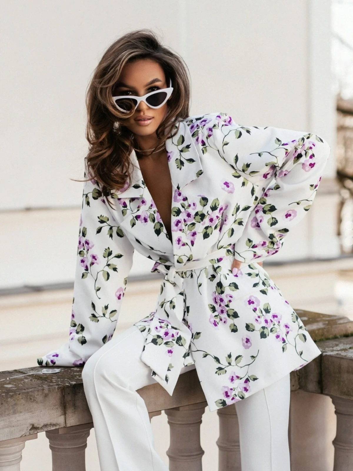 

Faionable Commuter OL Leopard Print Loose Belted Midi Suit Jaet Autumn Winter New Arrival Women's Premium Quali Straigh...