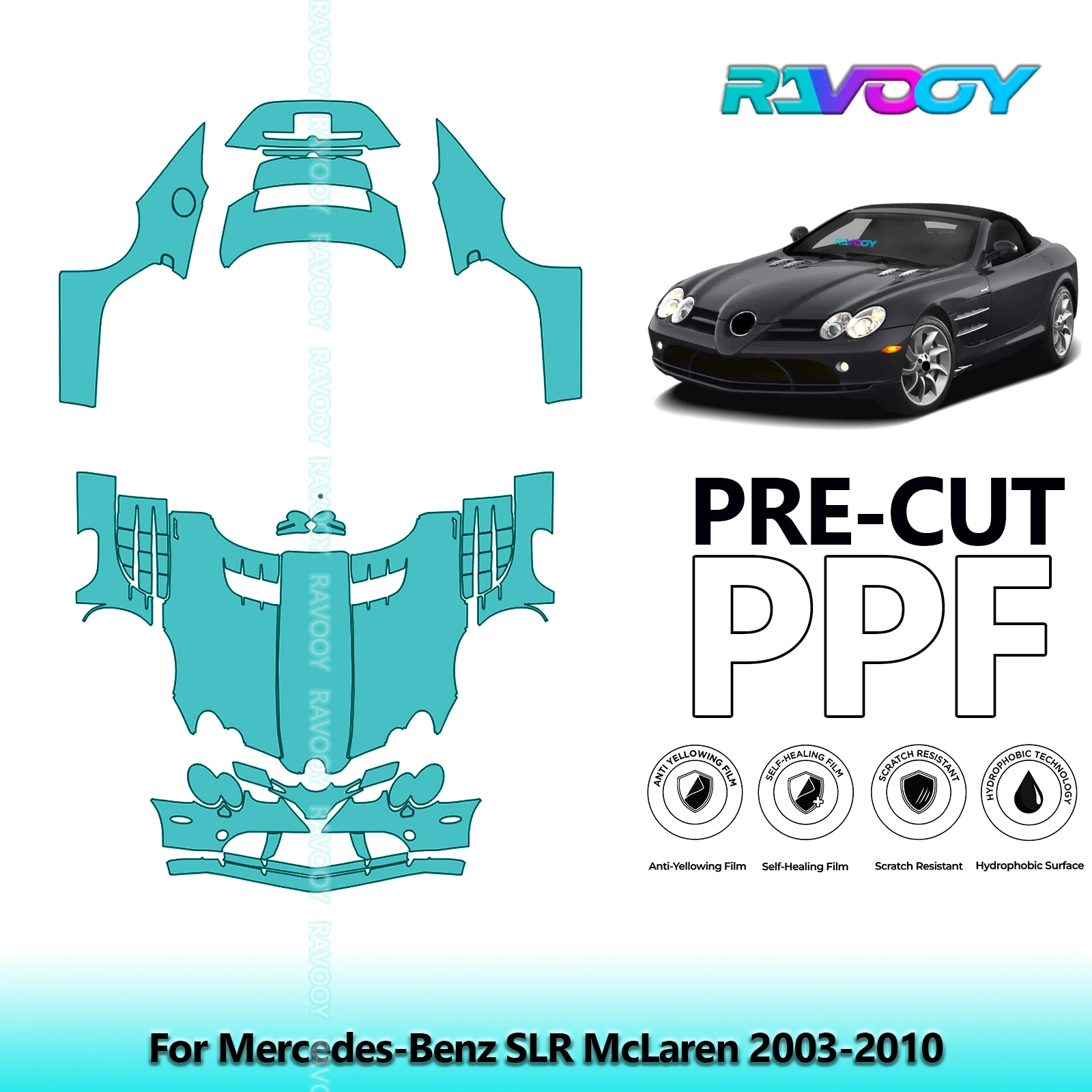 

Car Front Kit+Tail Kit 8.5Mil Clear Bra Precut PPF Paint Protection Film For Mercedes-Benz SLR McLaren 2003-2010