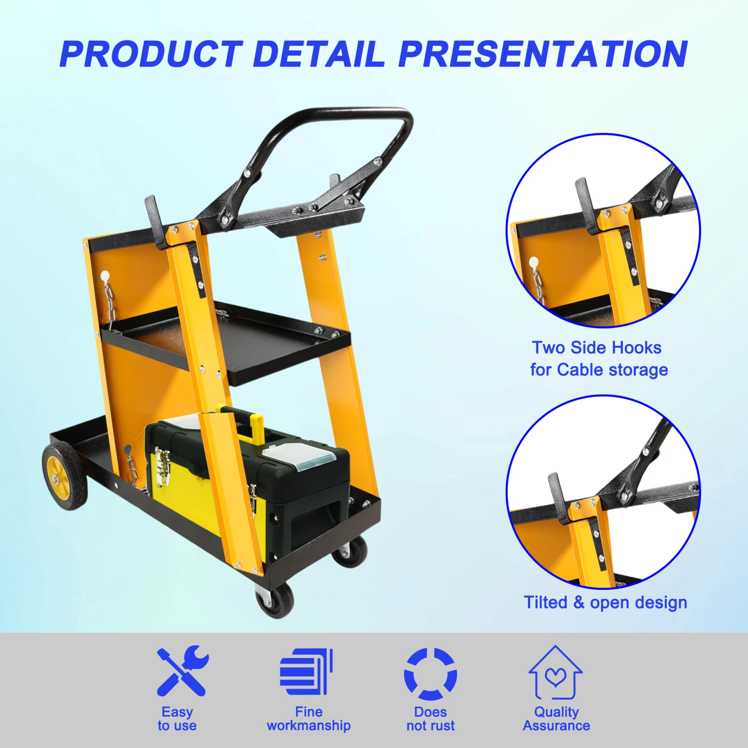 

Multi Function 3 tier Welding Cart. gas bottle and accessory storage.Welding Heavy Duty Cart for Tig Mig Welder and Plasma Cutte