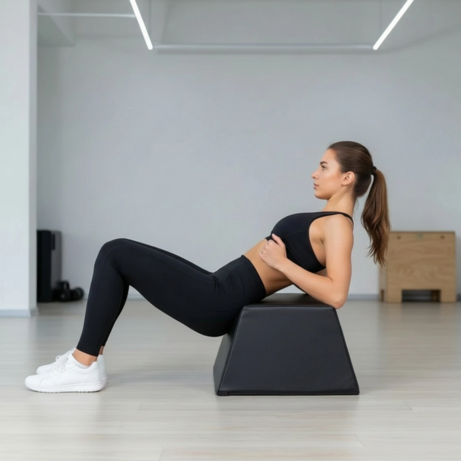 Hip Thrust Box Padded Hip Thrust Pad Fitness Block Wipe-Clean Equipment Compact for Athletes, Strength Training, Home Gym