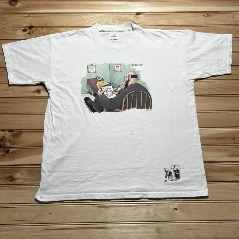 تي شيرت كلاسيكي 90S 1990 The Far Side Comic Just Plain Nuts Therapist Cartoon مقاس Xl