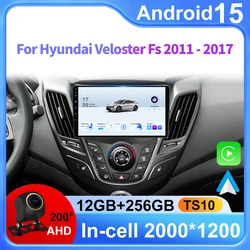 Android 15 Wireless Carplay Auto Car Radio For Hyundai Veloster FS 2011-2017 GPS Navigation Multimedia Video Player Stereo Audio