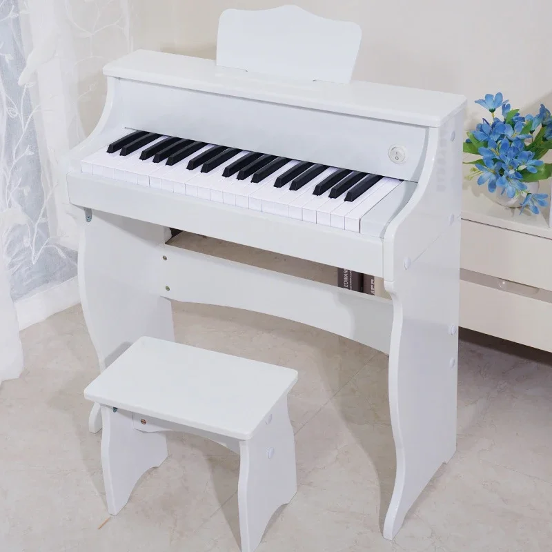 New Kids Preschool 25 Keys Digital Electronic Musical Instrument Toys Wooden Baby Grand Piano With Stool Seat