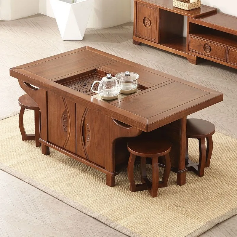

Coffee table living room tea table combination, new Chinese tea table integrated household storage, multi-functional