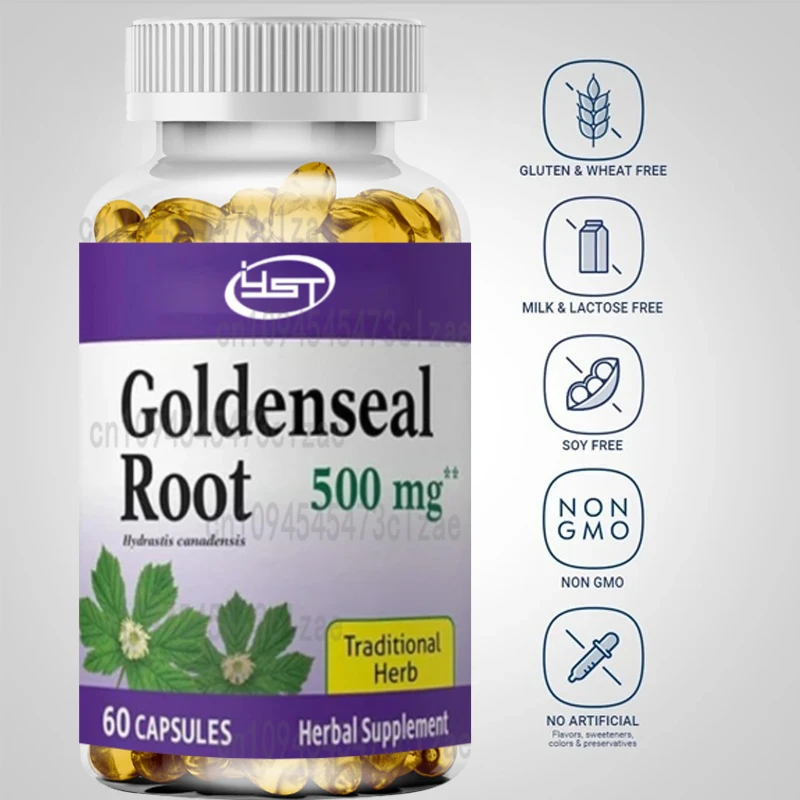 Goldenseal Root Capsules 500mg, 60 Capsules, Extract Supplement | Non GMO, Gluten Free