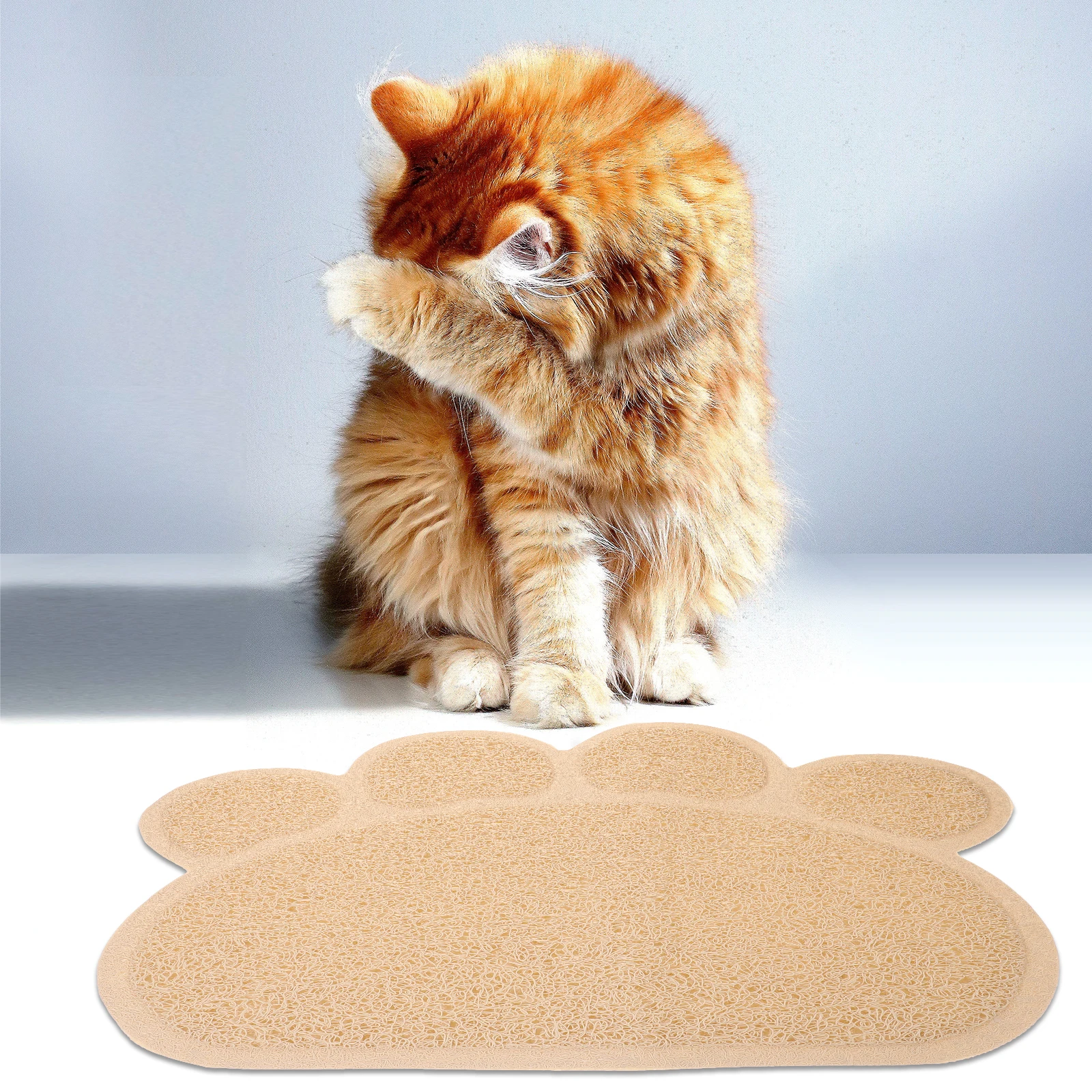 猫砂マット 滑り止め ペットの足型 ピンクマット 30x40cm 犬 猫 子犬 子猫 フードディッシュ プレースマット 吸収性 汚れ 砂防止