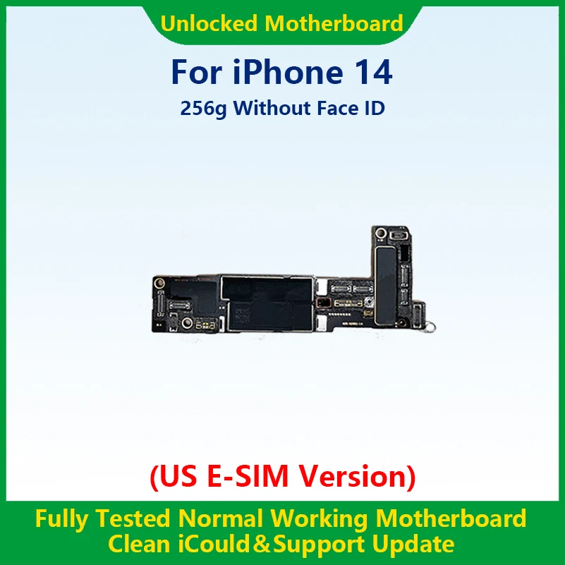 Neues, 100 % funktionsfähiges, vollständig getestetes Mainboard für iPhone 14 Pro Max. entsperrtes Motherboard mit Face ID, gereinigte iCloud US E-SIM-Version