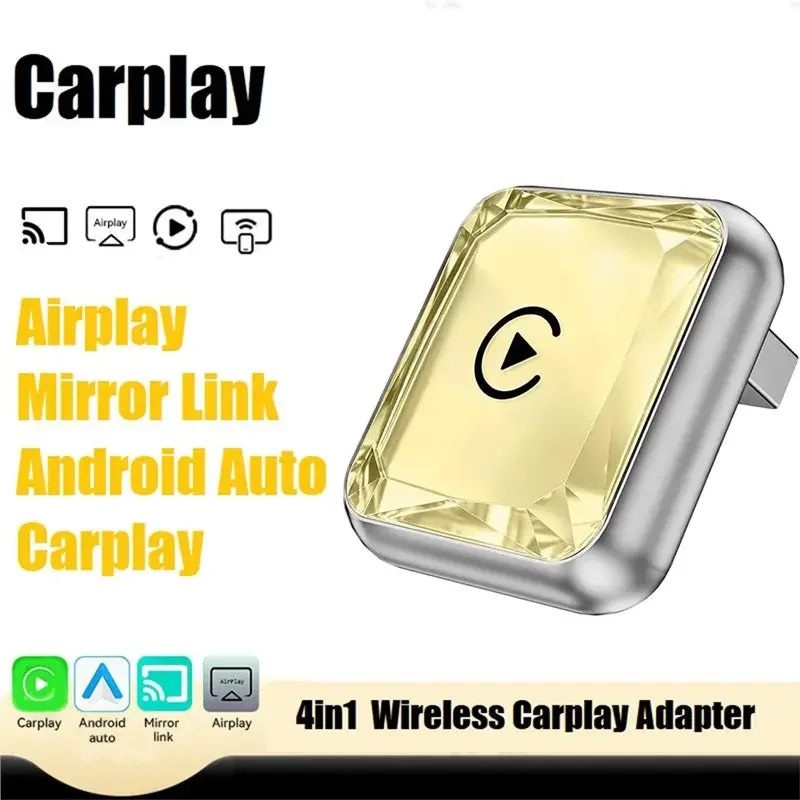 Latest-AI Smart Box USB Dongle Adapter 4In1 Wireless Carplay Airplay/Mirror Link/Android Auto/Carplay For Car Intelligent System
