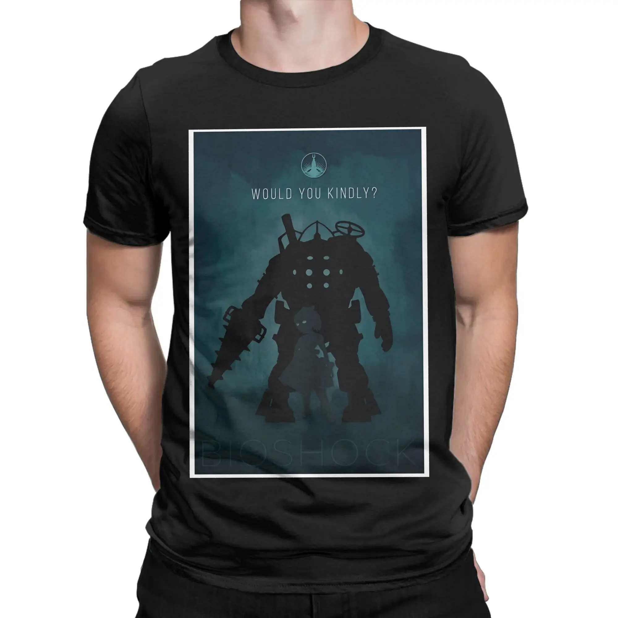 bBioshock Silhouette Poster  Funny Graphic 100% Cotton T-Shirt bBioShock Tees Tops For Men
