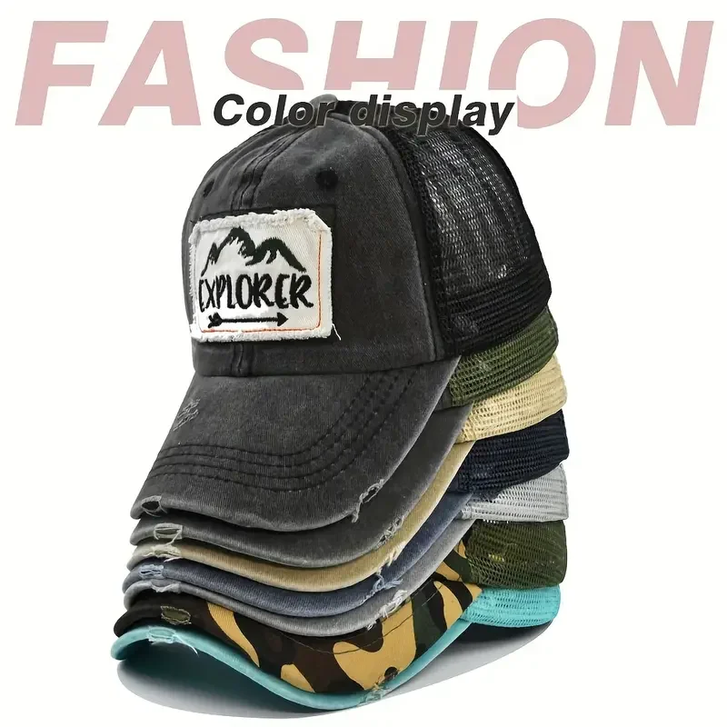 New Outdoor Casual Cap For Men Women Simple Letter Patch Design Baseball Cap Summer Fashion Streetwear Mesh Trucker Hat