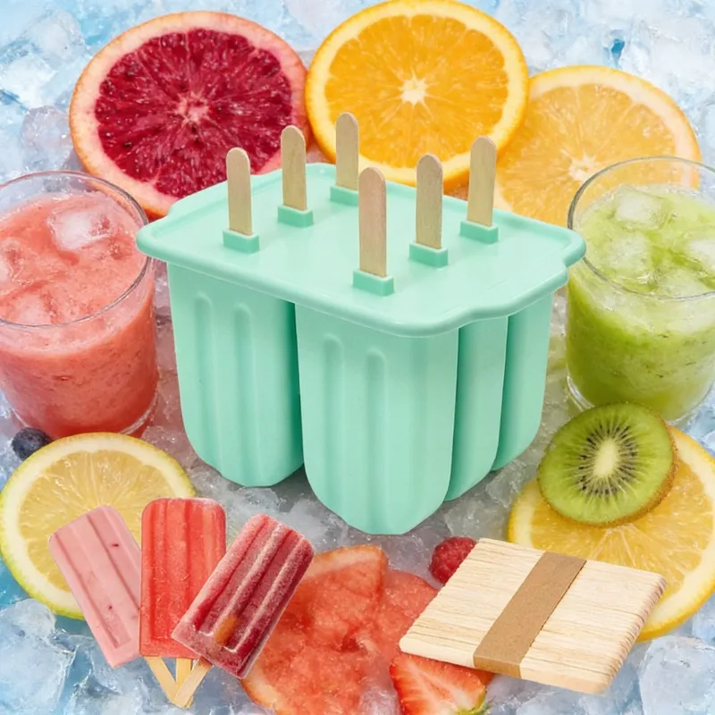 Molde de silicona para paletas de helado con tapa, utensilios y accesorios de cocina, artículos prácticos para la cocina, molde para hacer helados de fácil desmolde