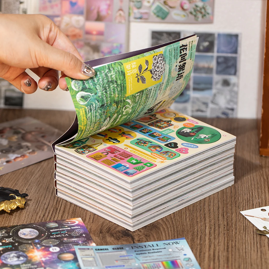 

30sheets Deconstruction Diary Series Kawaii Ins Flash Die Cutting Sticker Book DIY Diary Scrapbook Aesthetics Stationery Sticker