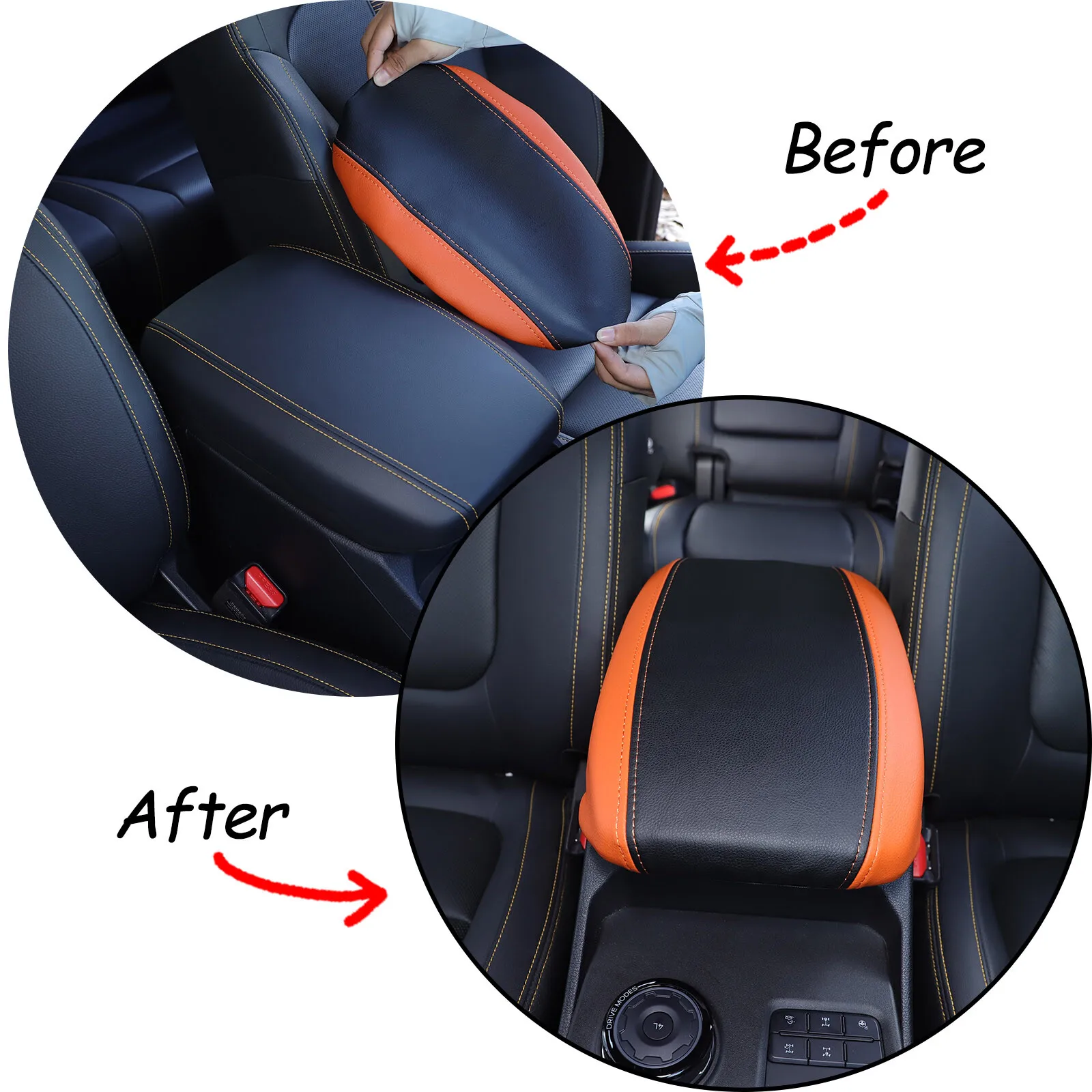 بو الجلود مسند الذراع غطاء وسادة مسند الذراع غطاء لفورد رينجر 2023 -2025 مركز وحدة التحكم غطاء مسند الذراع صندوق حماية الملحقات