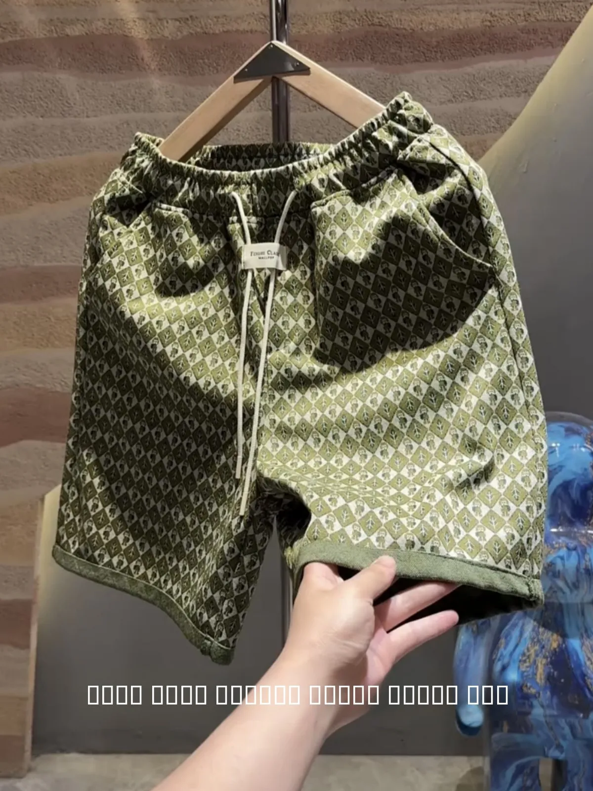 

Summer Trendy Knitted Floral Couple Casual orts Faionable Loose Breathable Sports Five-Quarter Length Elastic Waisand