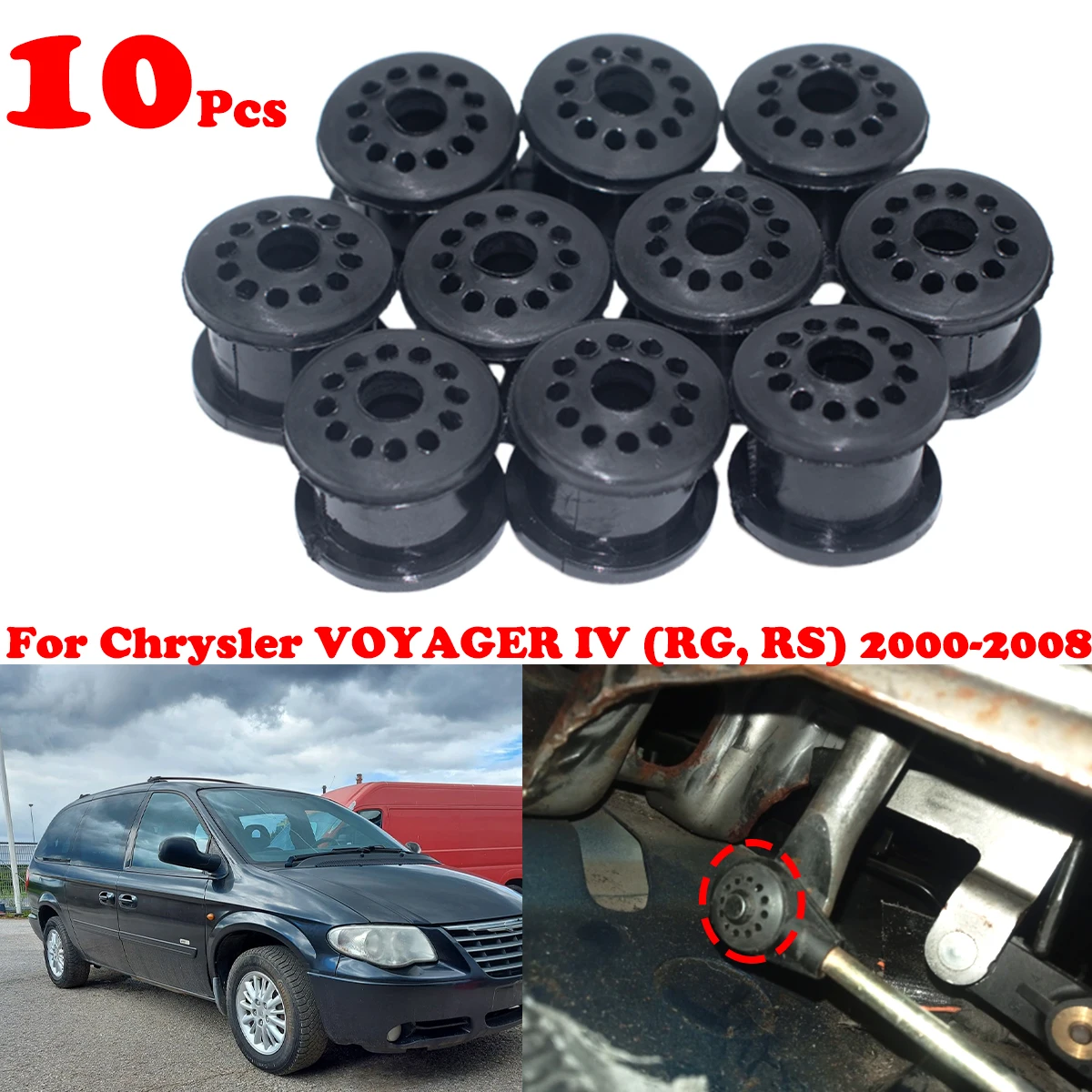 

10pc For Chrysler VOYAGER IV (RG RS) Gearbox Cable Linkage Rubber Bushing MT Shift Lever Assembly Repair Kit Replacement Parts
