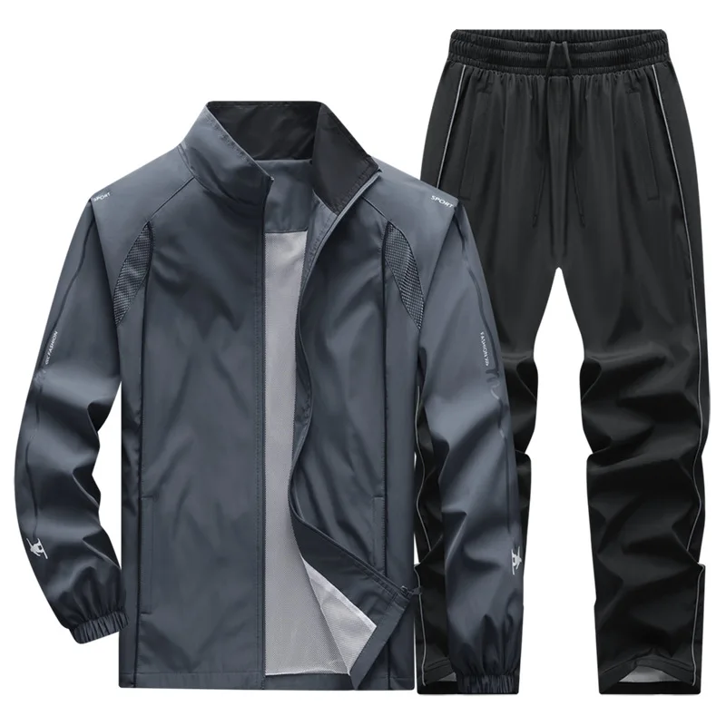 New Men Sportswear Suit Fashion Tracksuit Male Casual Sports Sets 2PC Jacket + Pants Spring Autumn Running Clothing Asian Size