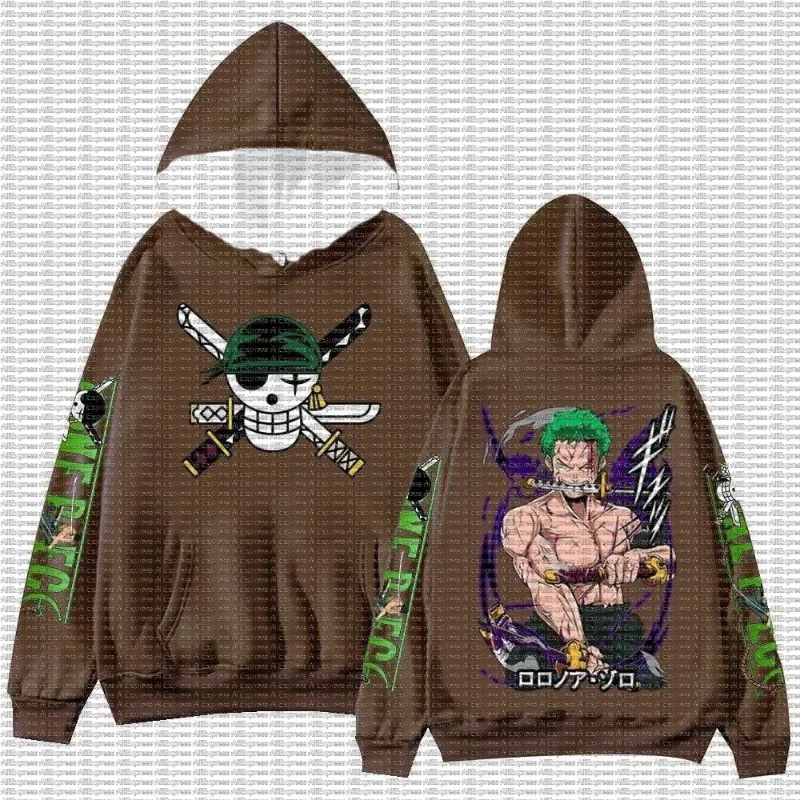 

Men's Harajuku Hip Hop Hoodie 2025 Anime Zoro Streetwear Sweatshirt with Pocket Pullover Top Gift for Teens And Adults
