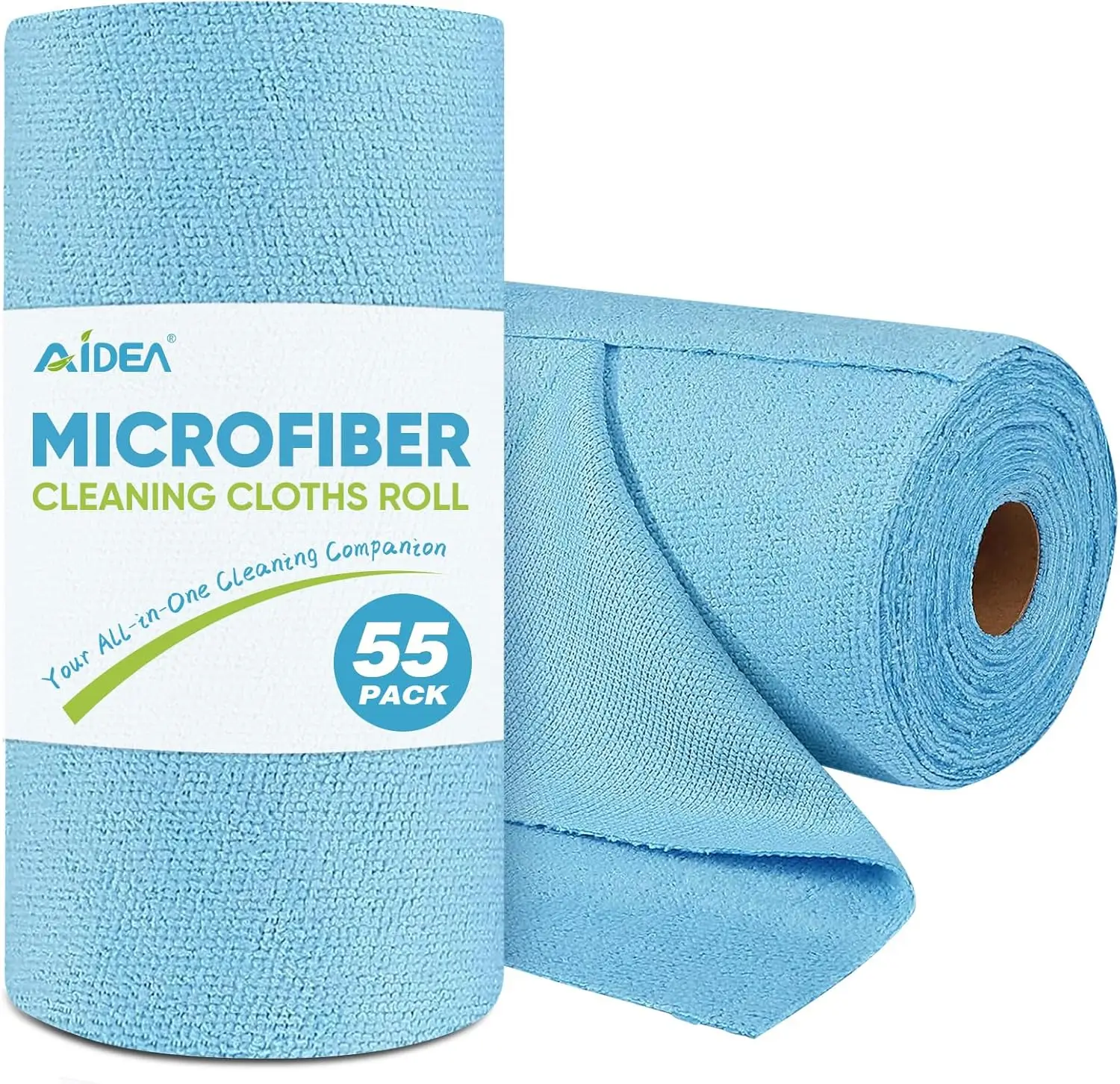 

Microfiber Cleaning Cloth Roll, 55 Sheets Washable for Cars, Workshop, Kitchen - Reusable Blue Towels