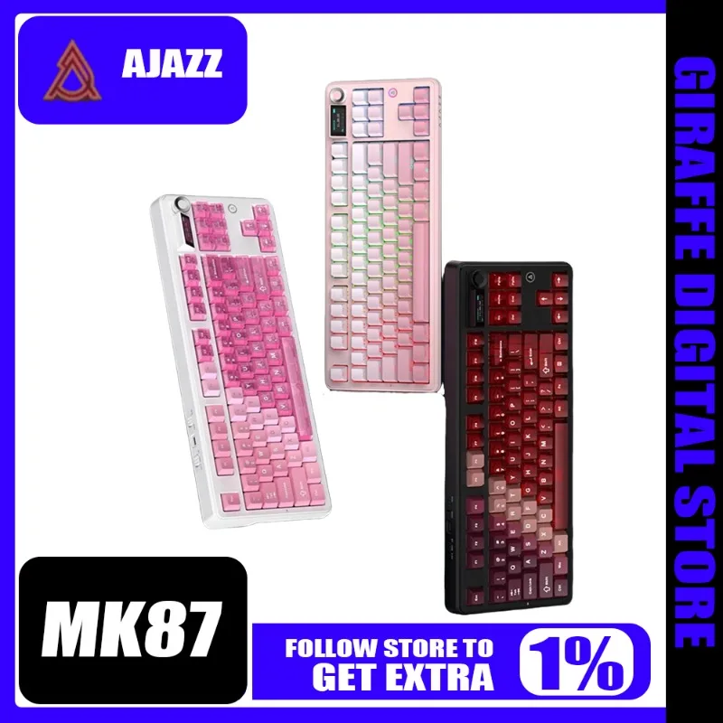 

AJAZZ MK87 Mechanical Keyboard 87keys 3 Mode Bluetooth Wireless Hot Swap 10000mAh PBT PC Gaming Keyboard Office Accessories Gift