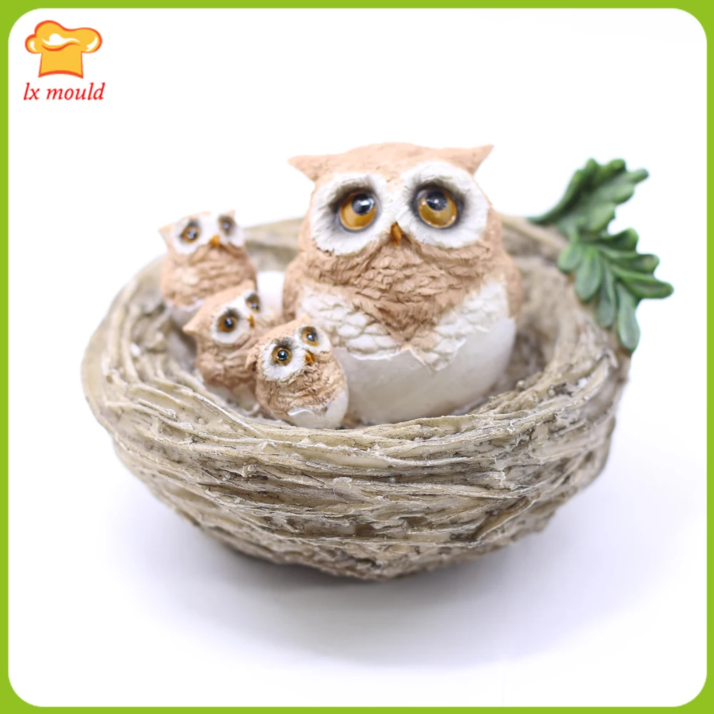 3D Owl & Bird's Nest Silicone Sugarcraft Chocolate Decor Cake Baking Mold Home Decoration Mould Candle Plaster