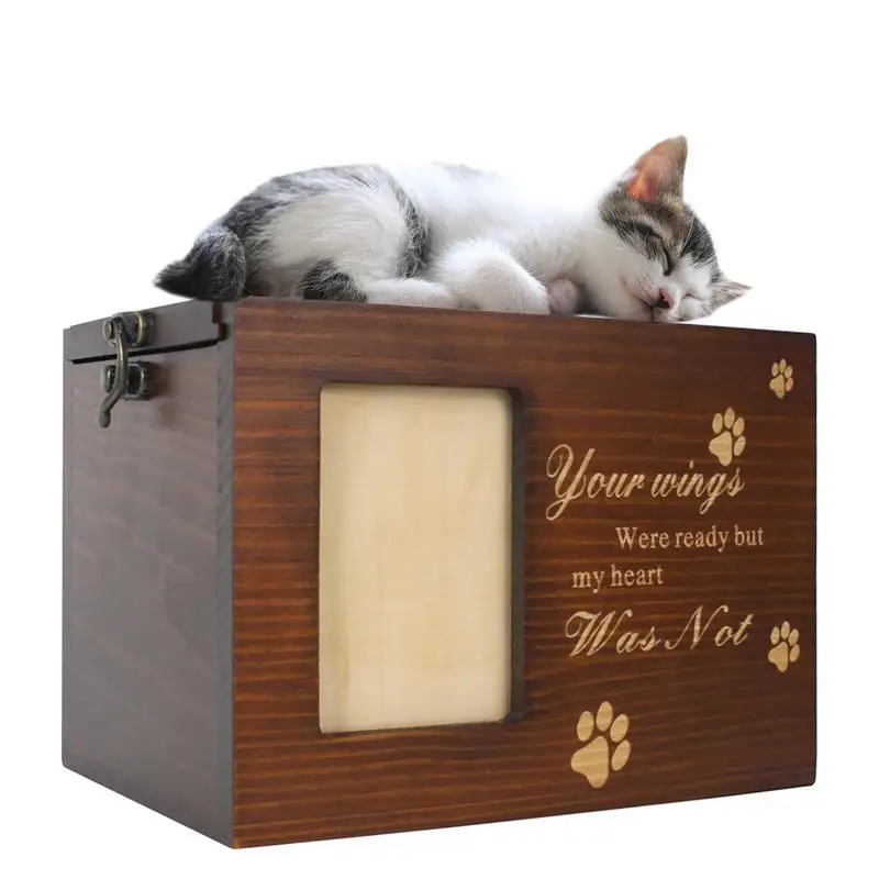 Dog Cat Ashes Funeral Urns With Photo Frame wooden Memory Box Loss Pet Memorial Gift Memorial Keepsake For Cat Dogs