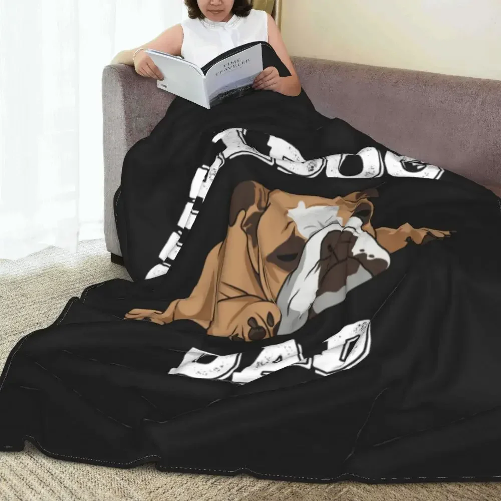 

English Bulldog Dad Flannel Blanket Quality Super Soft Sleeping Throw Blanket Autumn Travel Office Bedroom Funny Bedspread