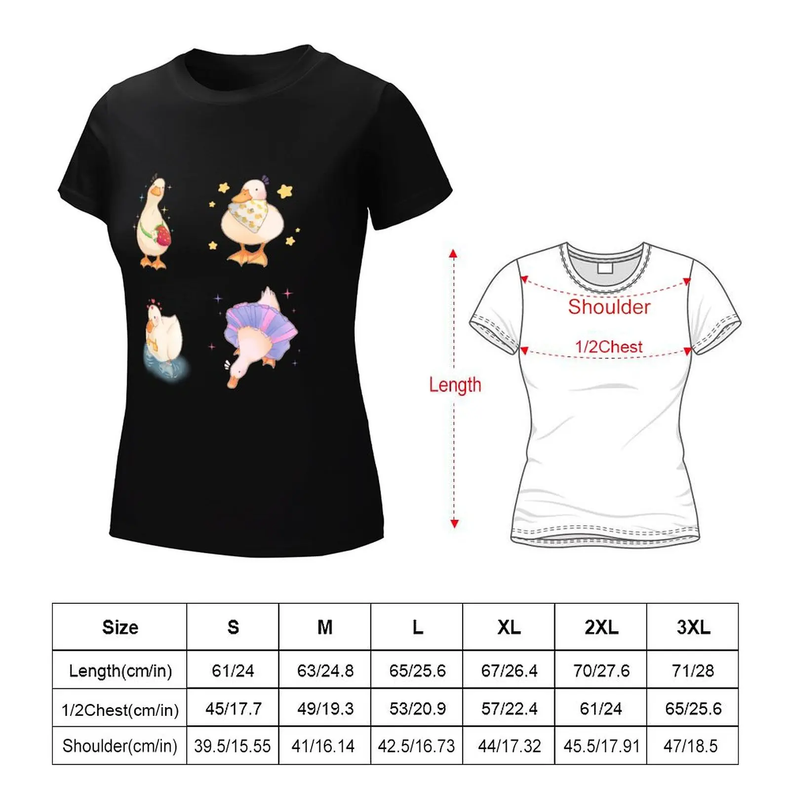 sticker pack of cute ducks T-Shirt animal print shirt for girls summer clothes tight shirts for Women