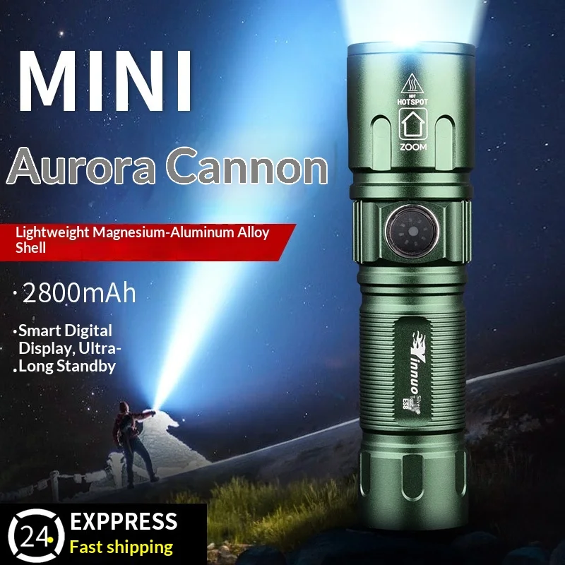 

Yinnuo Super Bright Led Flashlight Rechargeable Mini Portable Long Range 2800mah Outdoor Cycling Bicycle Typec Fast Charging