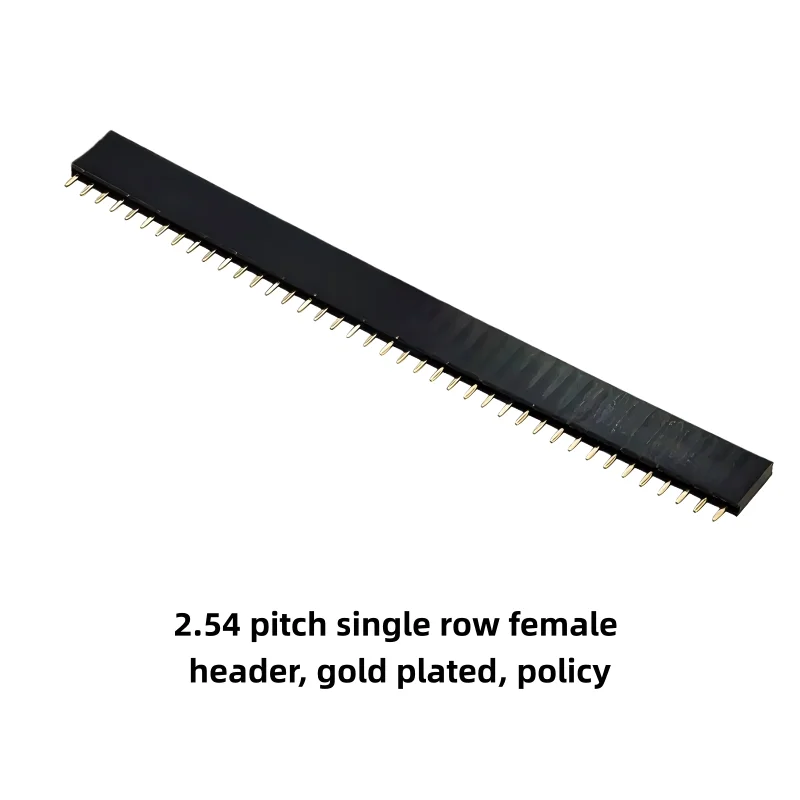 2.54 pitch single row pin, 40P per row, round hole row socket, gold plated, 90-degree bent pin, misaligned row pin